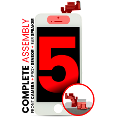 Complete LCD Assembly For iPhone 5 (With Front Camera: Prox Sensor & Ear Speaker) (Aftermarket Plus: Tianma) (White)