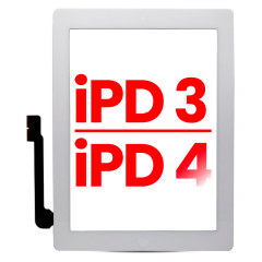Digitizer For iPad 3 / iPad 4 (Home Button Pre-Installed For iPad 3) (Aftermarket Plus) (White)