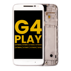 LCD Assembly With Frame For Motorola Moto G4 Play (XT1600 / XT1601 / XT1602 / XT1603 / XT1604 / XT1607 / XT1609 / 2016) (Refurbished) (White)