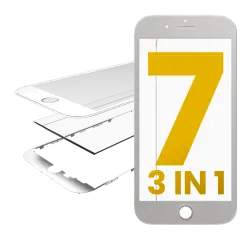 3 in 1 (Glass With OCA Pre-Installed + Frame)  For iPhone 7 (OCA Master) (2 Pack) (White)