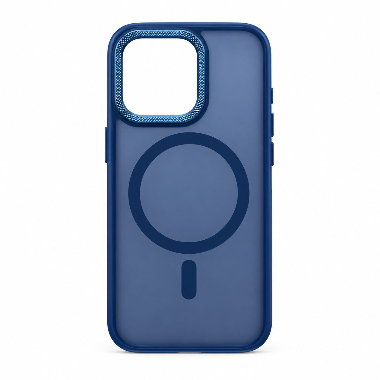Illustration af blå magnetisk cover til iPhone 15 Pro