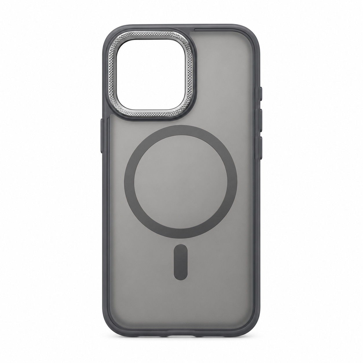 Illustration af grå magnetisk cover til iPhone 15 Pro