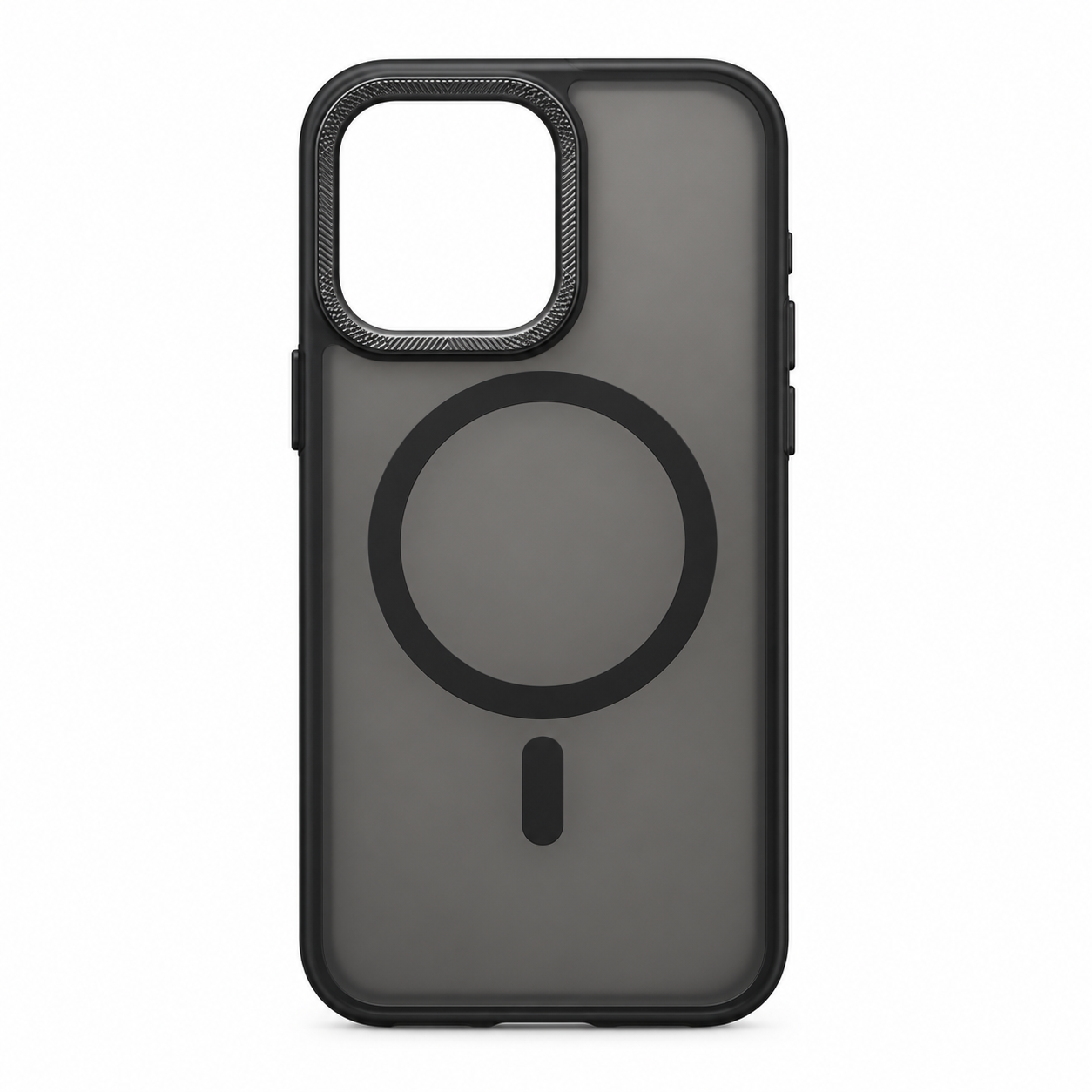 Illustration af sort magnetisk cover til iPhone 15 Pro