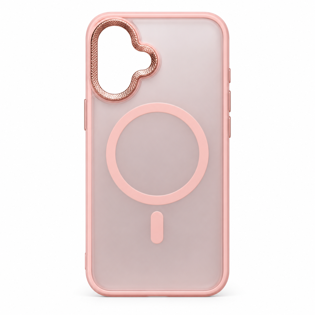 Illustration af rosa magnetisk cover til iPhone 16