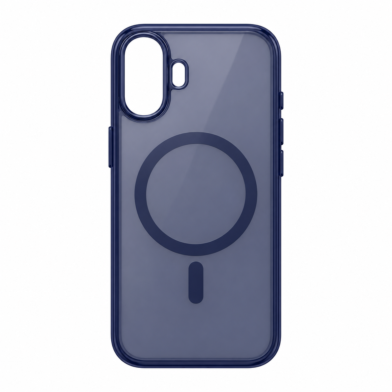 Illustration af mørkeblå magnetisk cover til iPhone 17