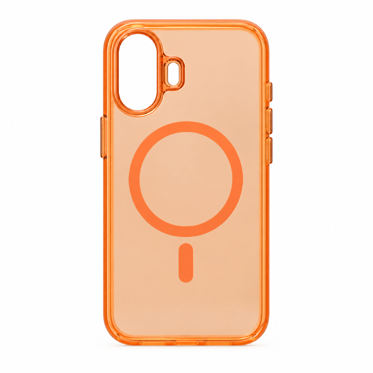 Illustration af orange magnetisk cover til iPhone 17