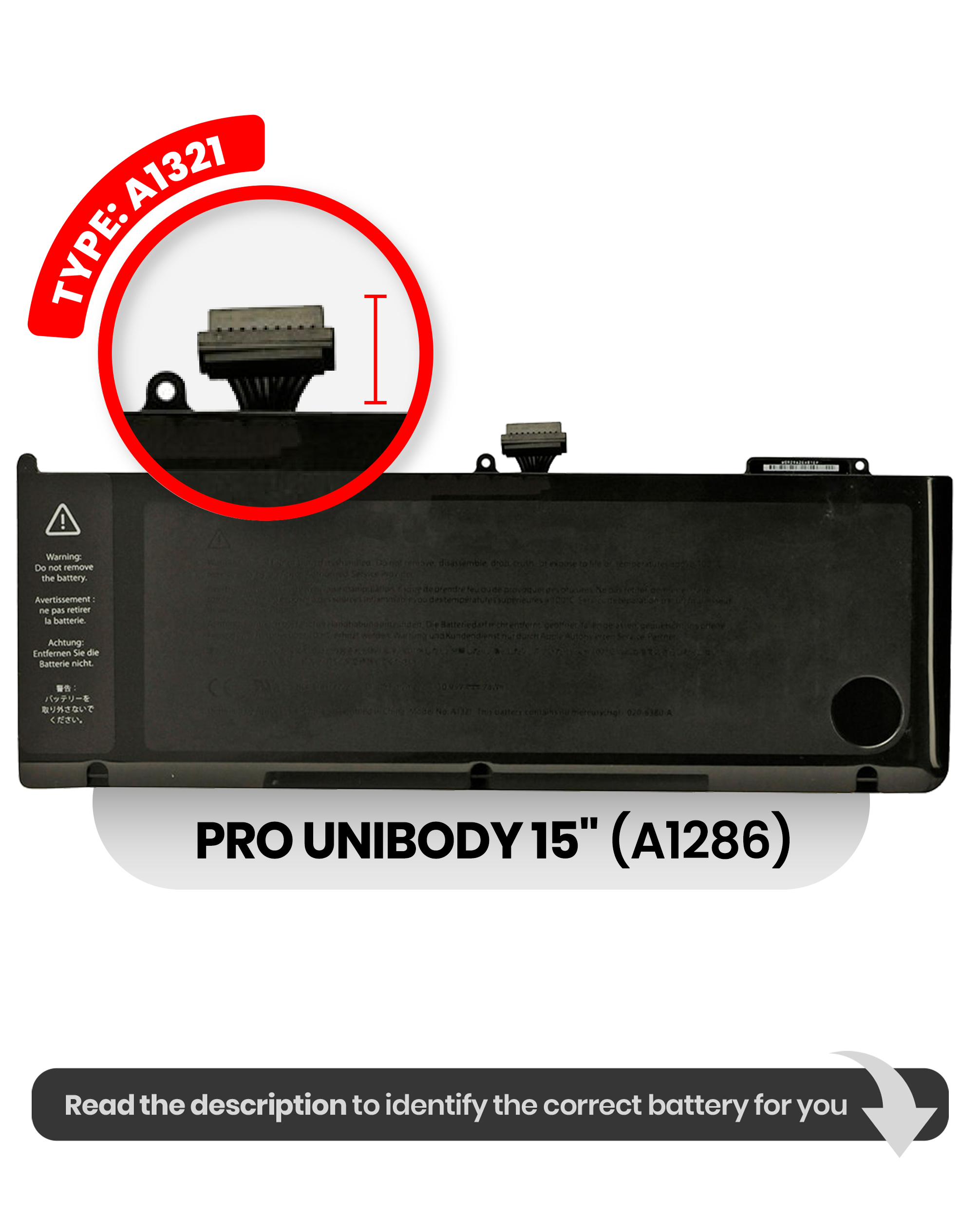 MobileSentrix MacBook Pro A1286 A1321 batteri – eksempelfoto