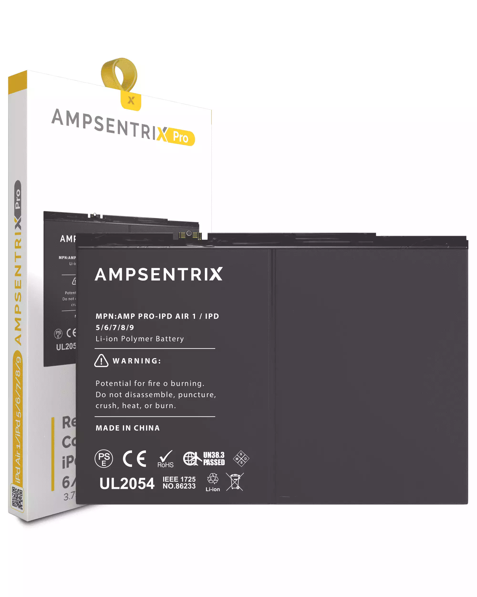 MobileSentrix iPad 5-9 10.2 batteri AmpSentrix Pro. Eksempelfoto, variant og leverandør-SKU skal bekræftes.