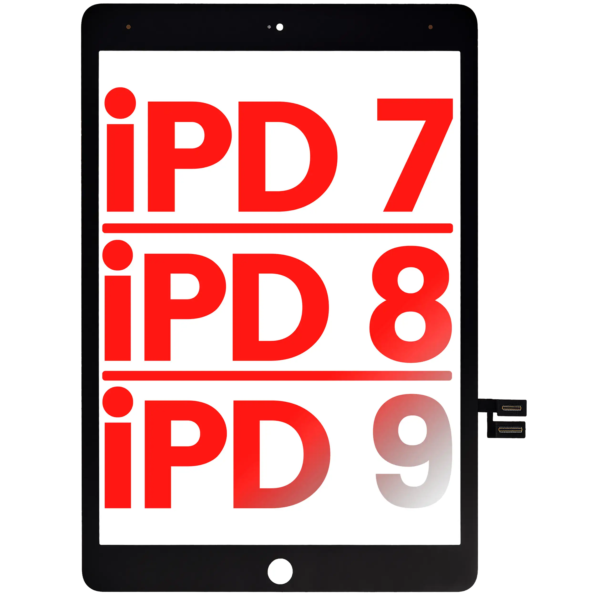 MobileSentrix reservedelsfoto af iPad 7 8 9 touchglas Black, eksempel i produktkort