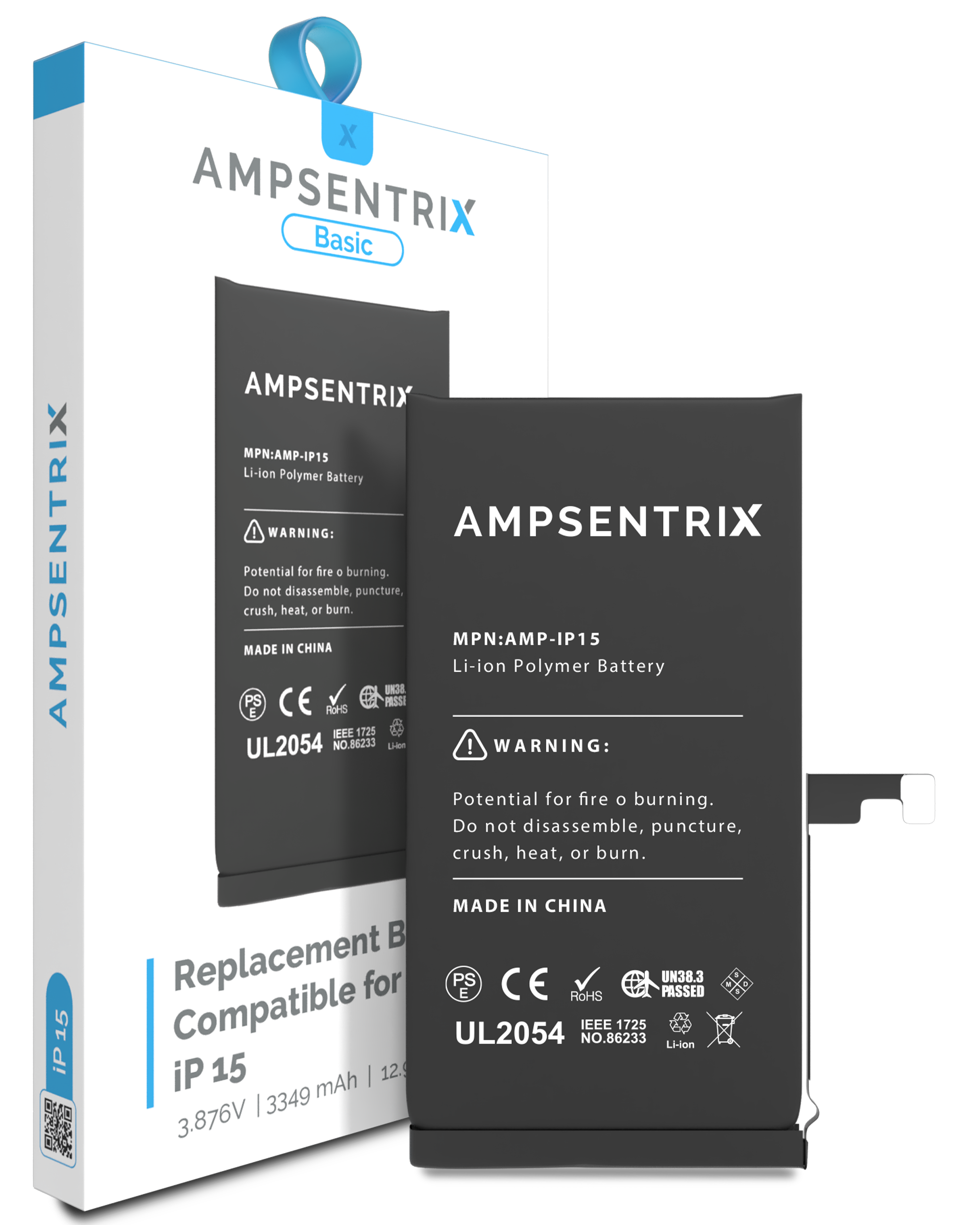 MobileSentrix AmpSentrix Basic batteri til iPhone 15, billedeksempel til webshop