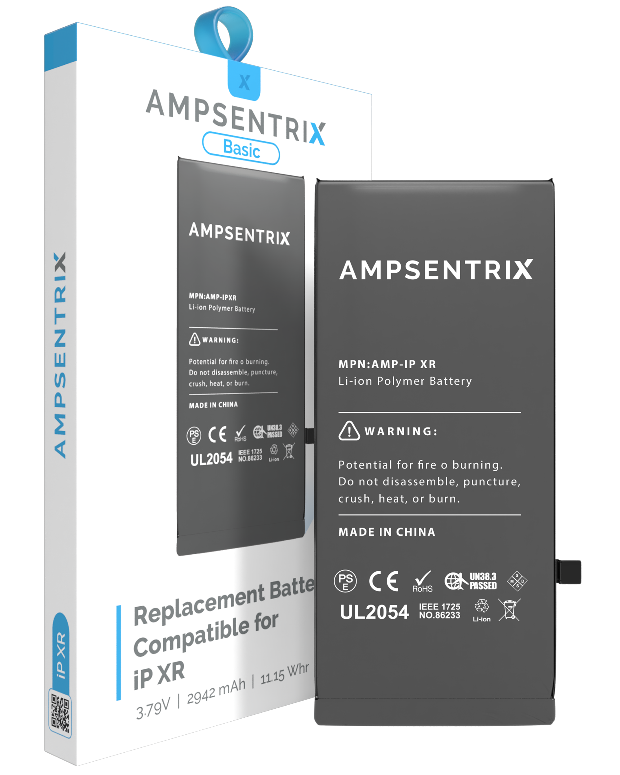 MobileSentrix Replacement Battery Compatible For iPhone XR (AmpSentrix Basic). Eksempelfoto.