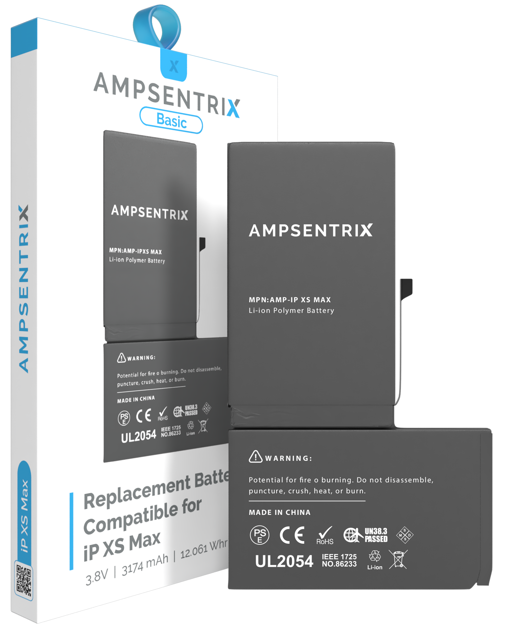 MobileSentrix Replacement Battery Compatible For iPhone XS Max (AmpSentrix Basic). Eksempelfoto.