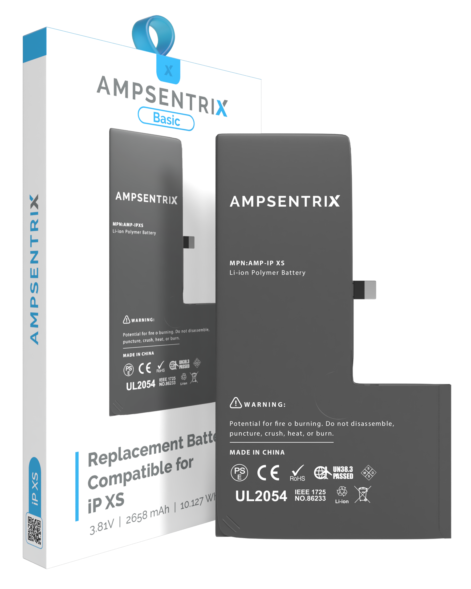 MobileSentrix Replacement Battery Compatible For iPhone XS (AmpSentrix Basic). Eksempelfoto.