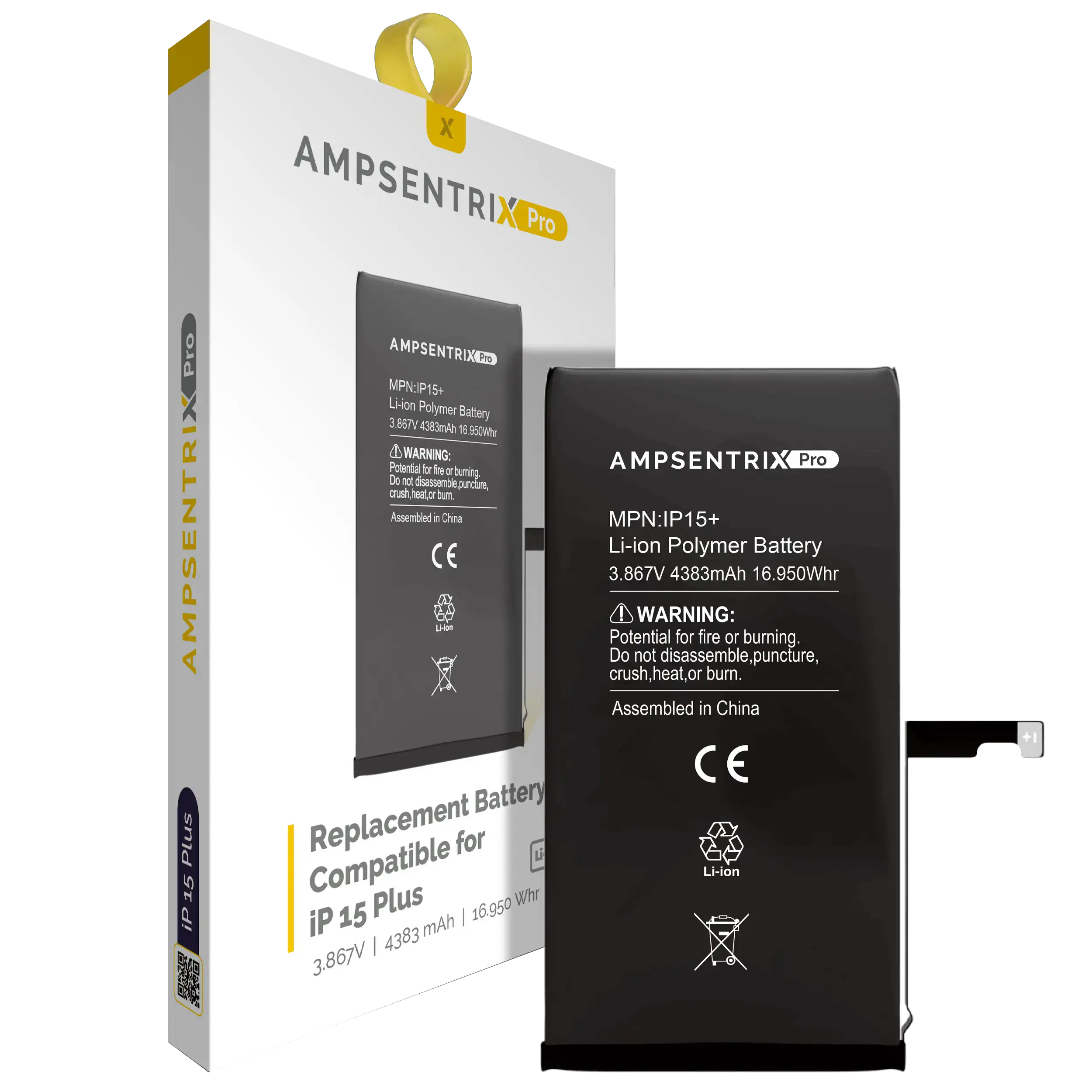 MobileSentrix eksempelfoto Replacement Battery For iPhone 15 Plus (AmpSentrix Pro)