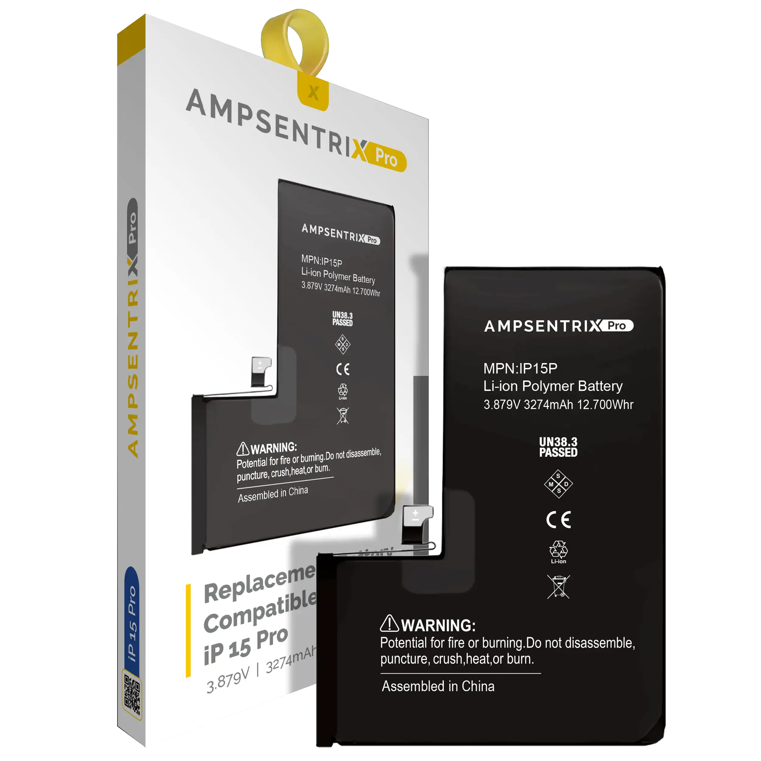 MobileSentrix eksempelfoto Replacement Battery For iPhone 15 Pro (AmpSentrix Pro)
