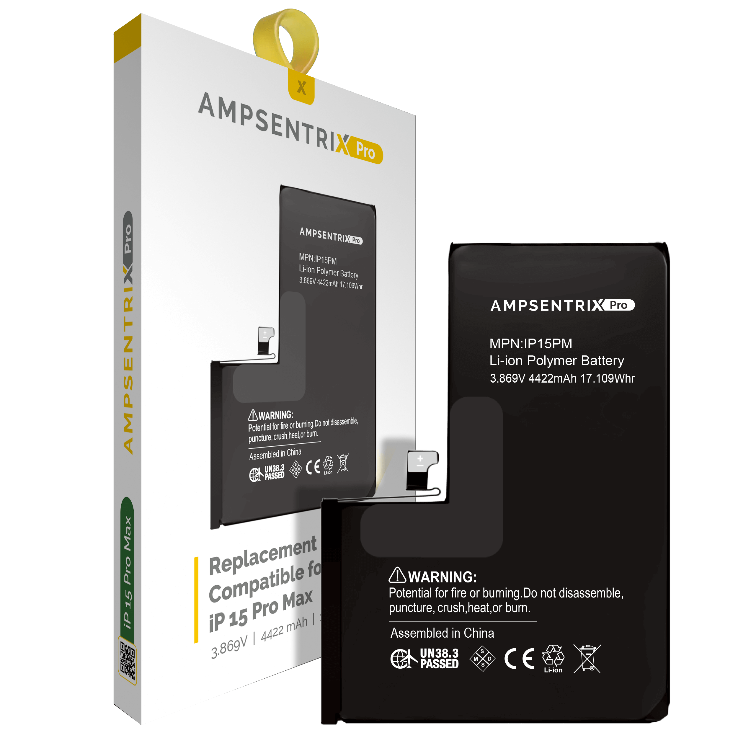 MobileSentrix eksempelfoto Replacement Battery For iPhone 15 Pro Max (AmpSentrix Pro)