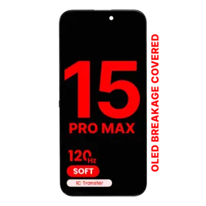Reservedelsfoto: iPhone 15 Pro Max skærm – Soft OLED 120 Hz
