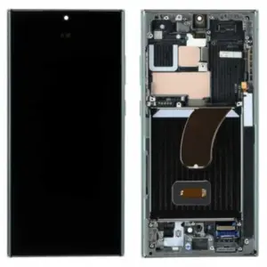 Samsung Galaxy S23 Ultra skærm med ramme – Soft OLED (sort)