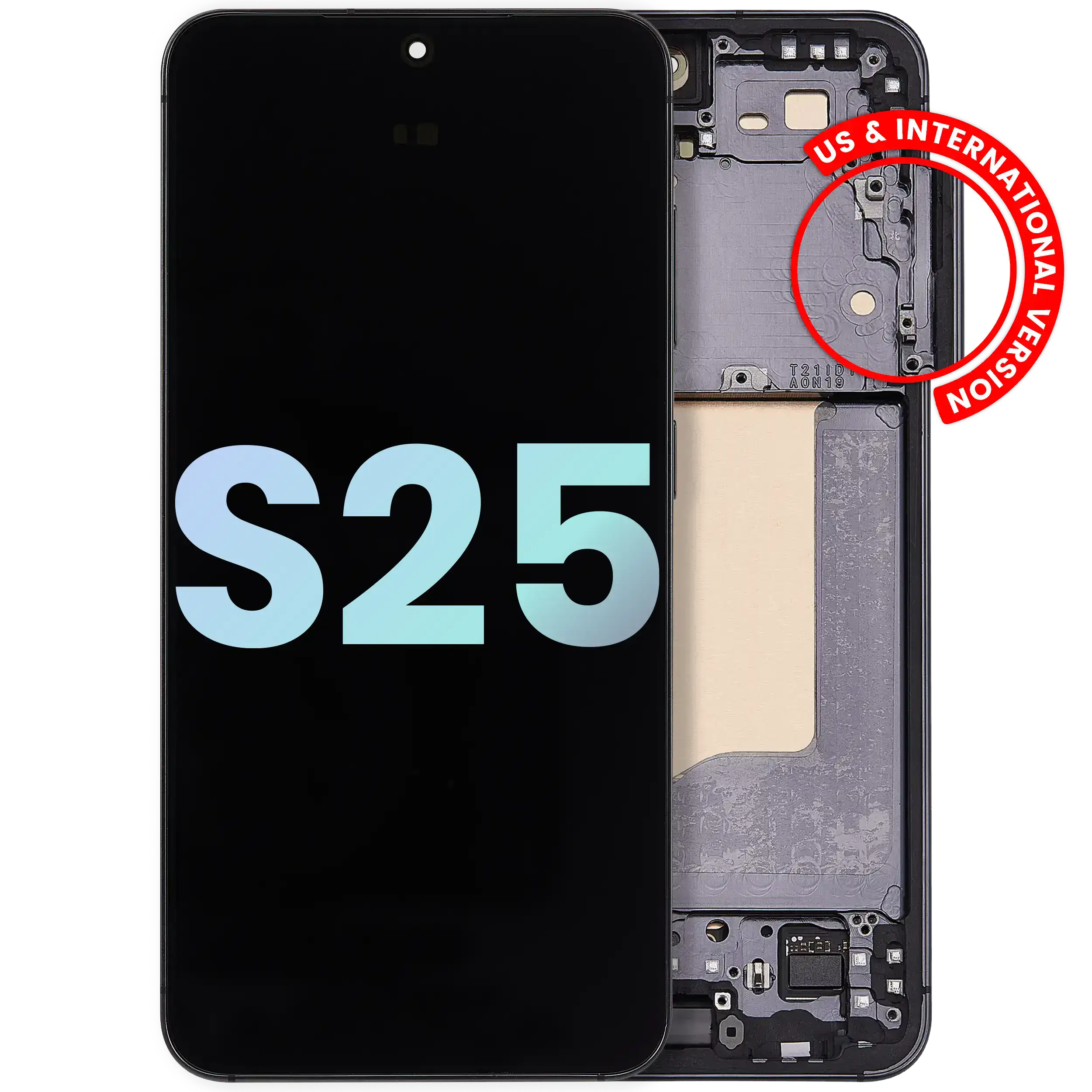 MobileSentrix OLED Assembly With Frame Compatible For Samsung Galaxy S25 5G (US & International) (Service Pack) (Blue Black); eksempelfoto, leverandørvarenummer skal bekræftes.