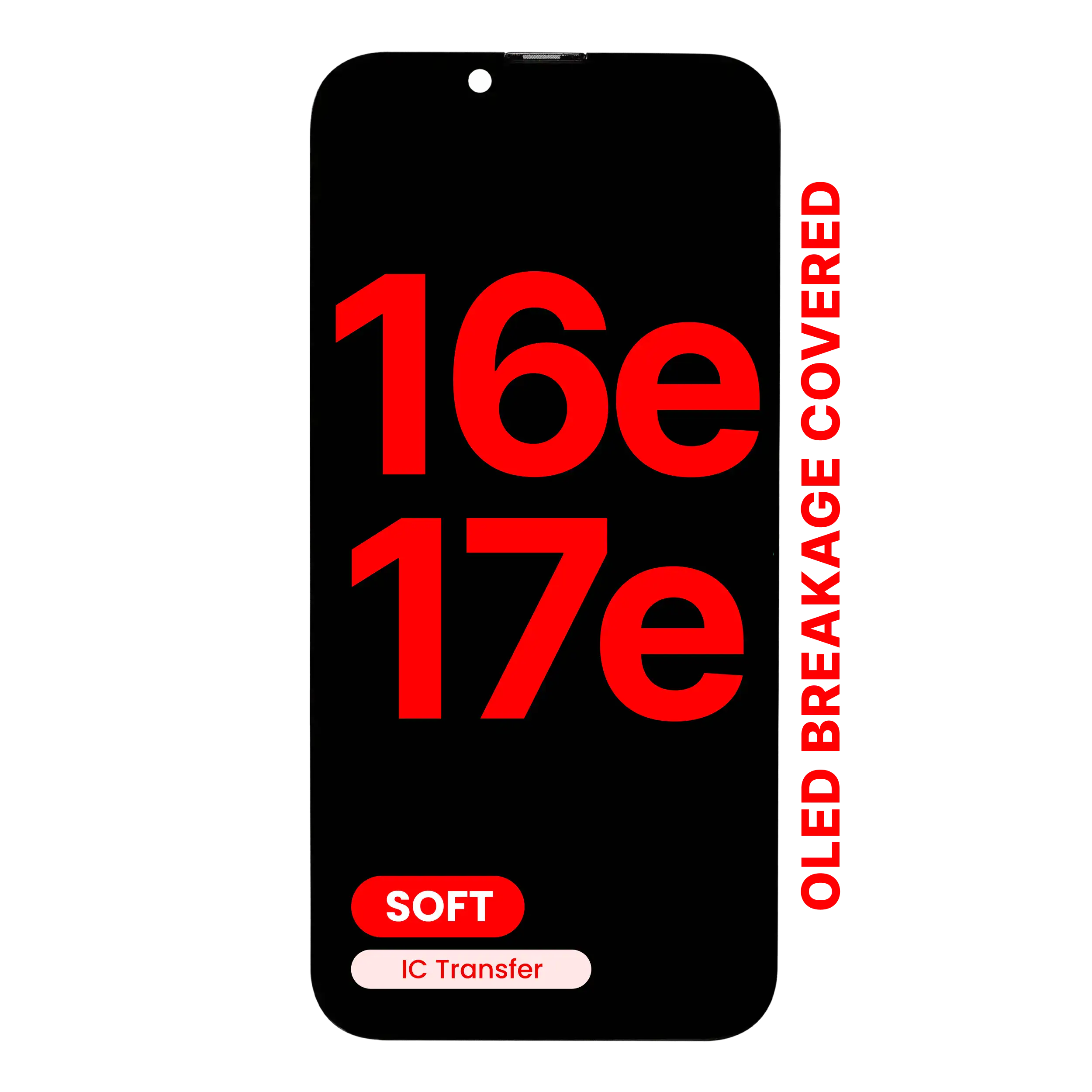 OLED Assembly Compatible For iPhone 17e / 16e (Aftermarket Pro: XO7 Soft) (MobileSentrix), eksempelfoto.