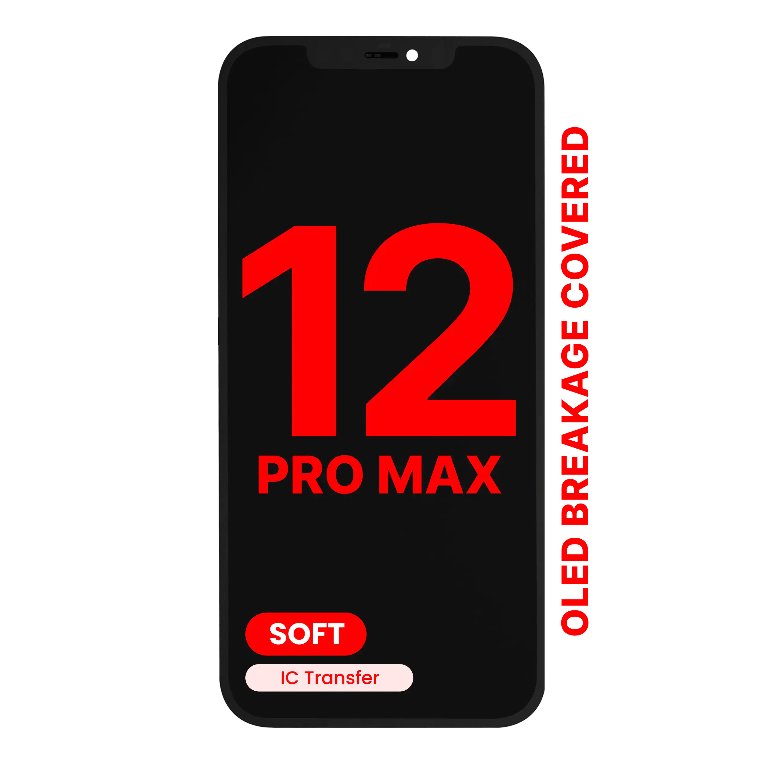 MobileSentrix OLED Assembly Compatible For iPhone 12 Pro Max (Aftermarket Pro: XO7 Soft). Eksempelfoto, præcist leverandørvarenummer ikke bekræftet.