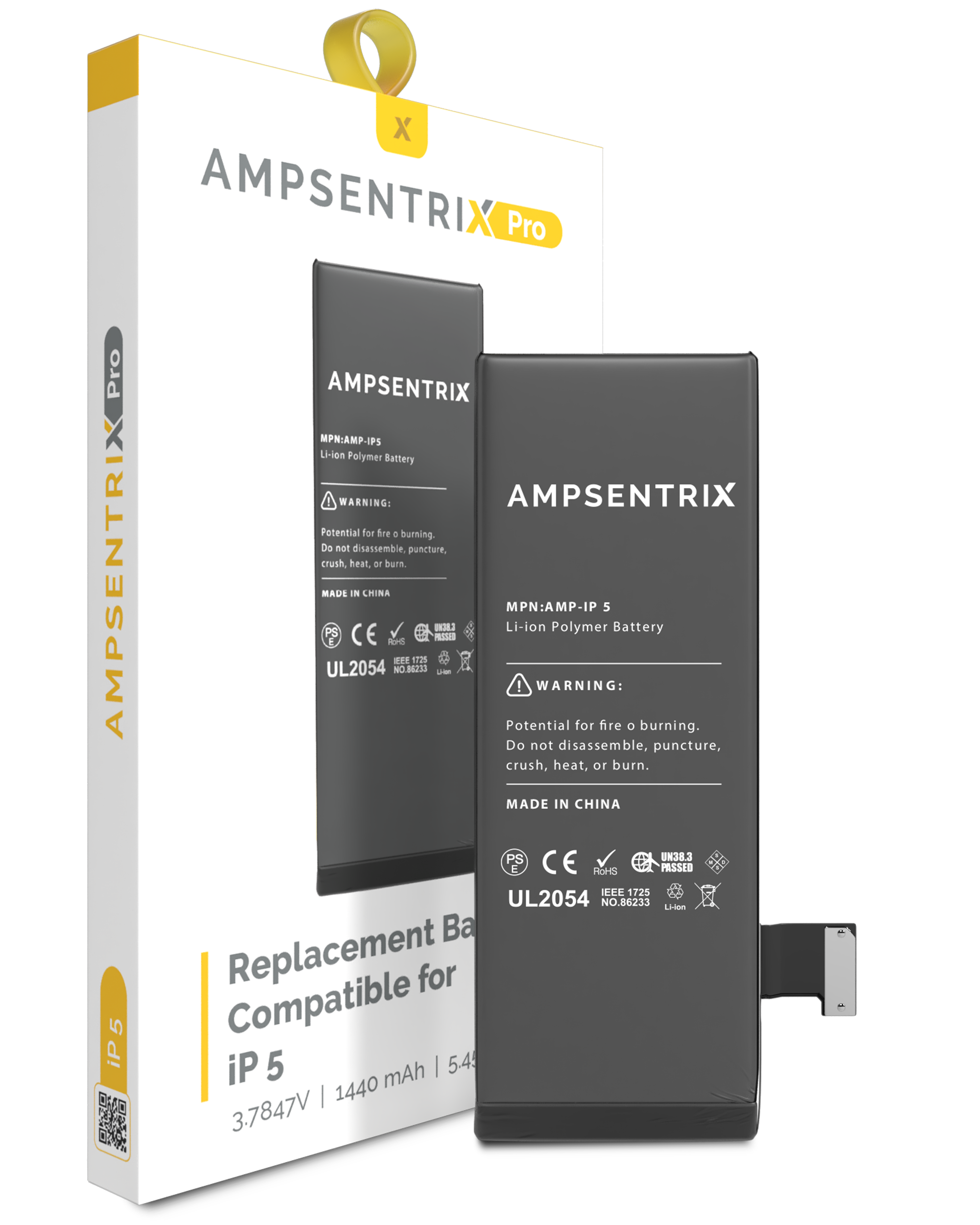 MobileSentrix Replacement Battery for iPhone 5 (Premium); eksempelfoto, nøjagtig kvalitetsvariant ikke bekræftet.