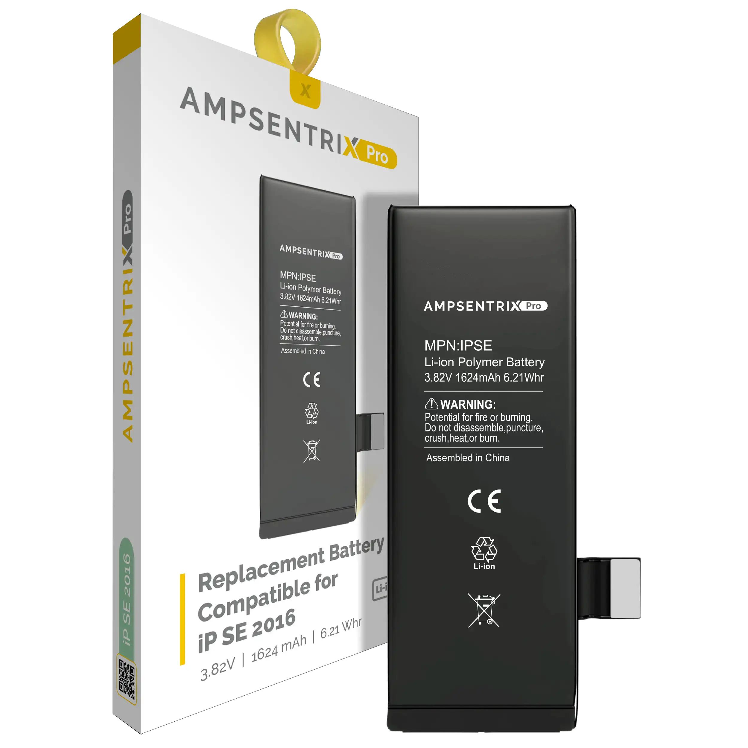 MobileSentrix Replacement Battery For iPhone SE (2016) (AmpSentrix Pro), eksempelfoto, variant skal bekræftes.