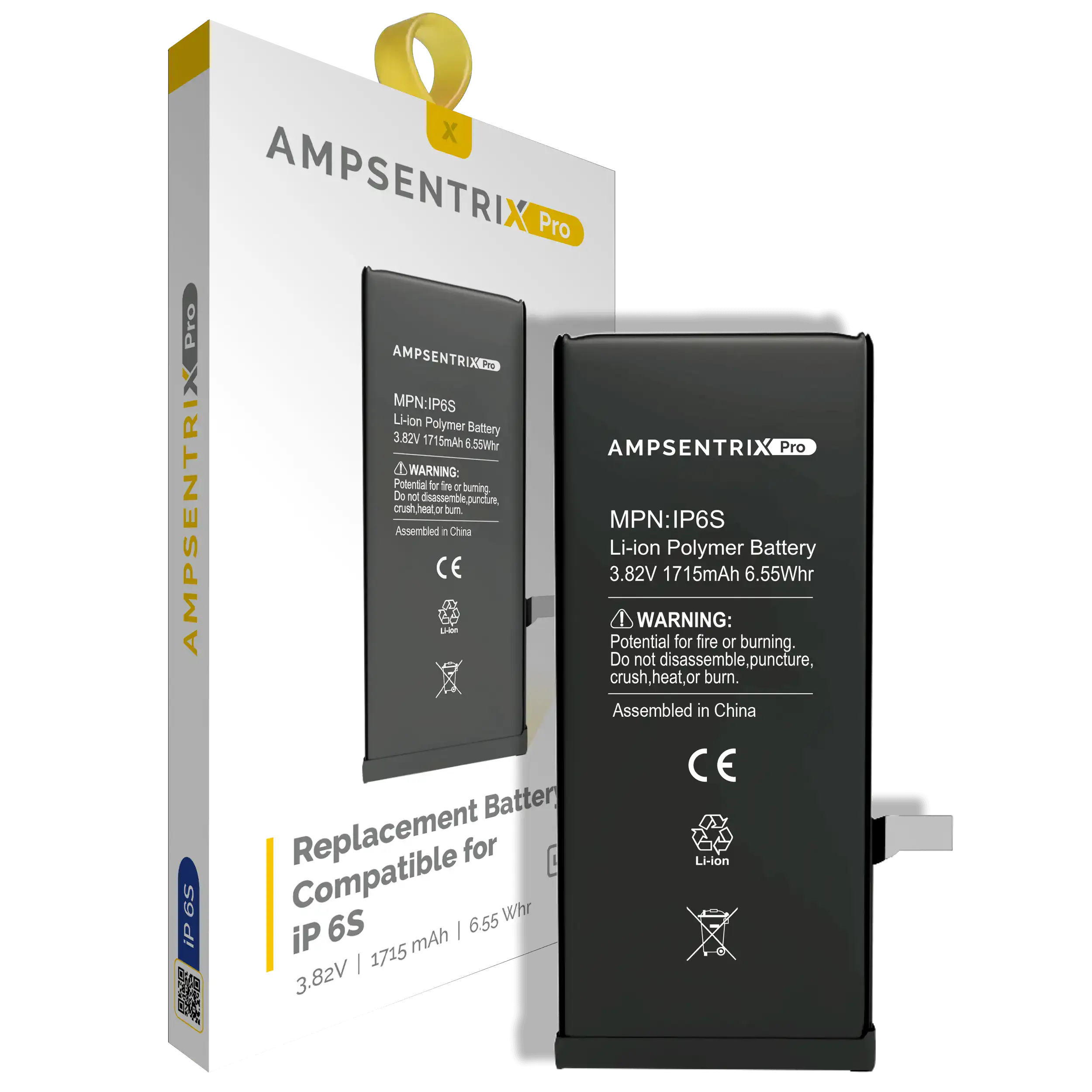 MobileSentrix Replacement Battery for iPhone 6S (Premium); eksempelfoto, nøjagtig kvalitetsvariant ikke bekræftet.