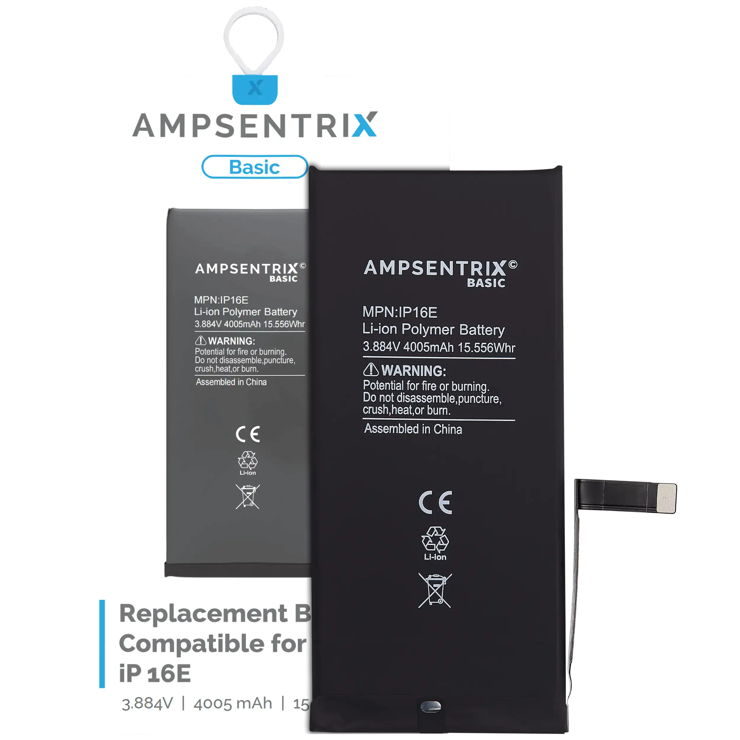 Replacement Battery For iPhone 16e / 17e (AmpSentrix Basic) (MobileSentrix), eksempelfoto.