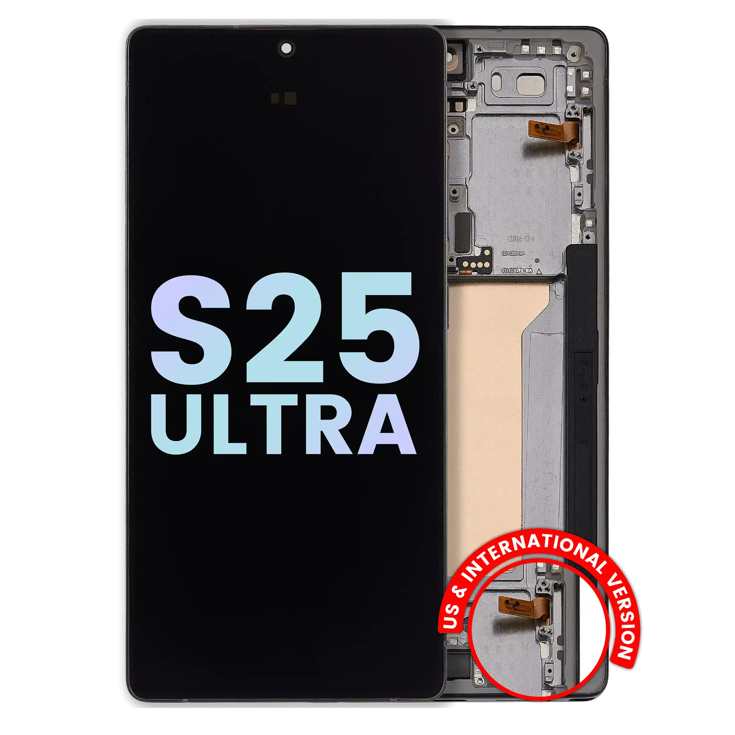 MobileSentrix eksempelfoto – Samsung Galaxy S25 Ultra OLED Service Pack med ramme, Titanium Jet Black, GH82-36387D