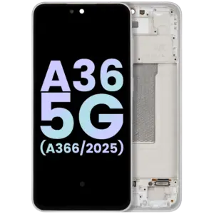 Samsung Galaxy A36 OLED-skærm med ramme – Original Awesome White