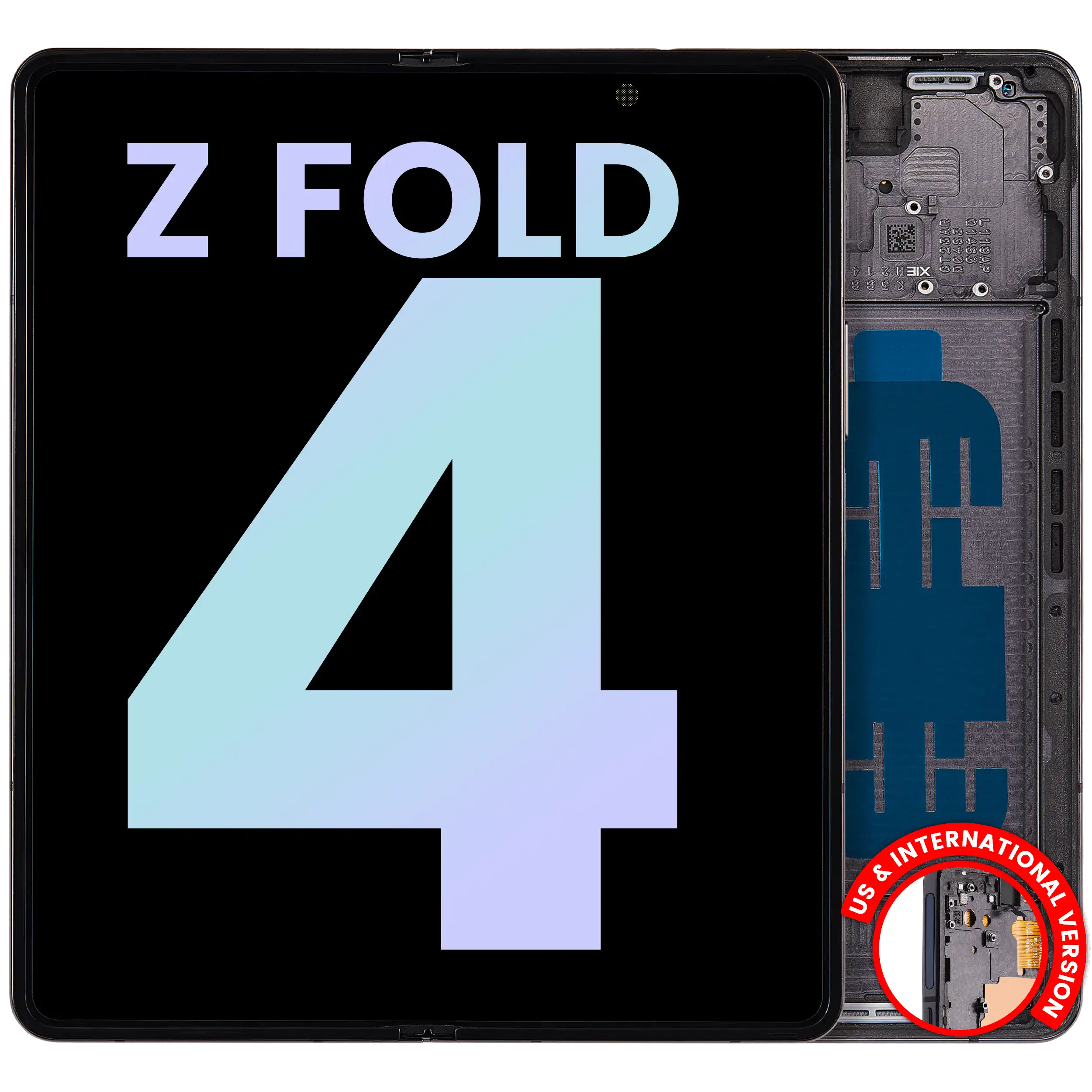 MobileSentrix leverandørfoto af Samsung Galaxy Z Fold4 original indvendig OLED-skærm med ramme Phantom Black