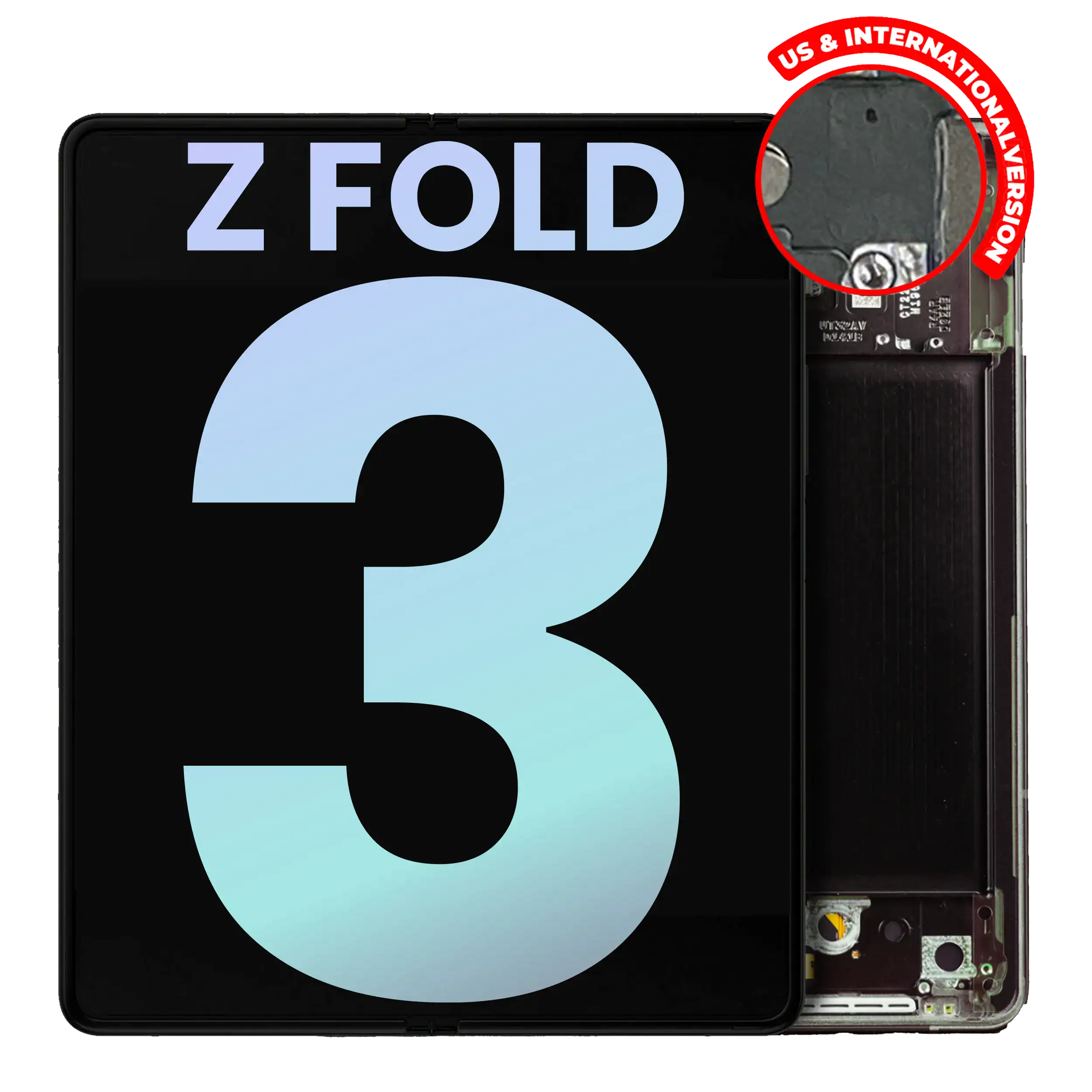 MobileSentrix leverandørfoto af Samsung Galaxy Z Fold3 original indvendig OLED-skærm med ramme Phantom Black