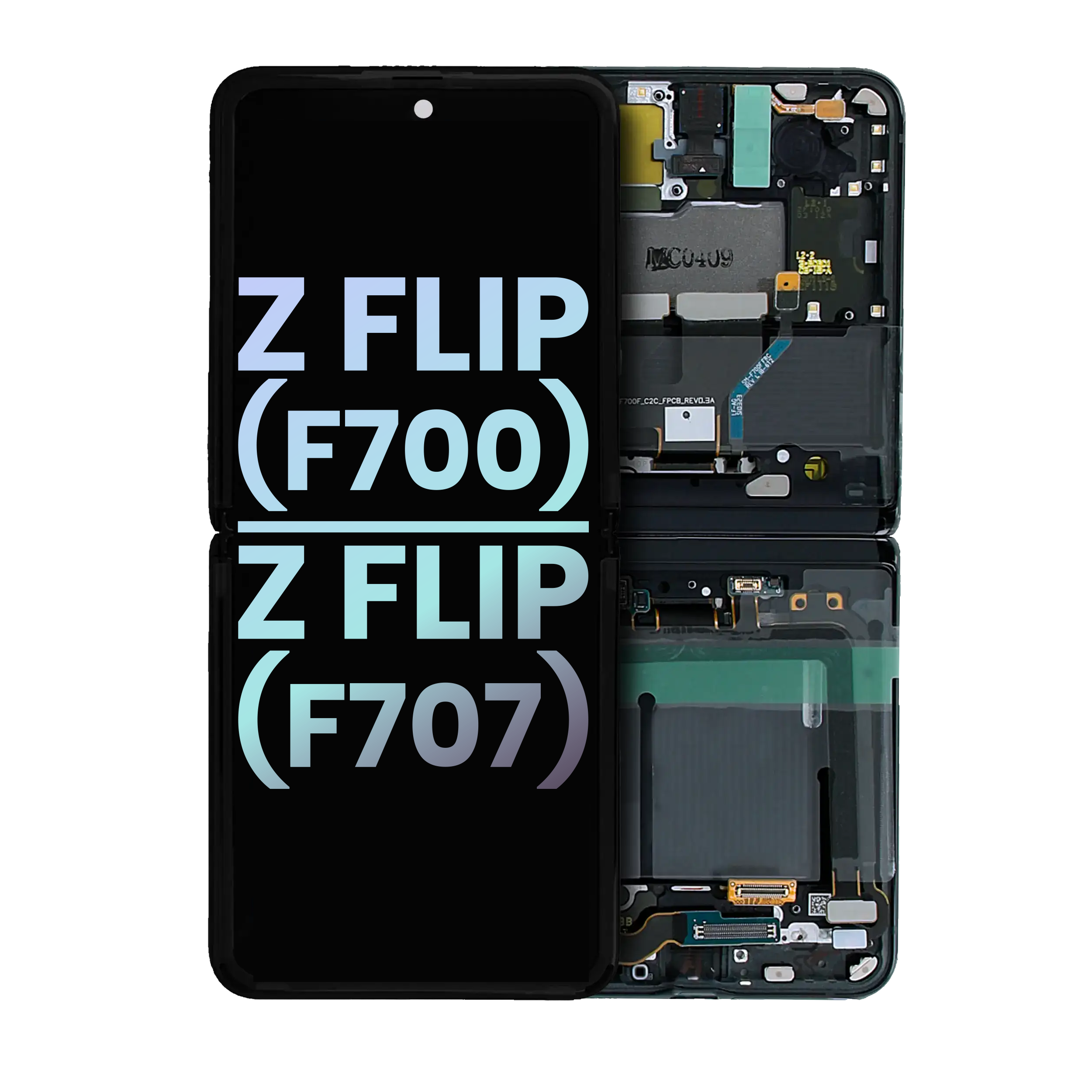 MobileSentrix foto: Samsung Z Flip F700 indvendig Service Pack OLED Mirror Black